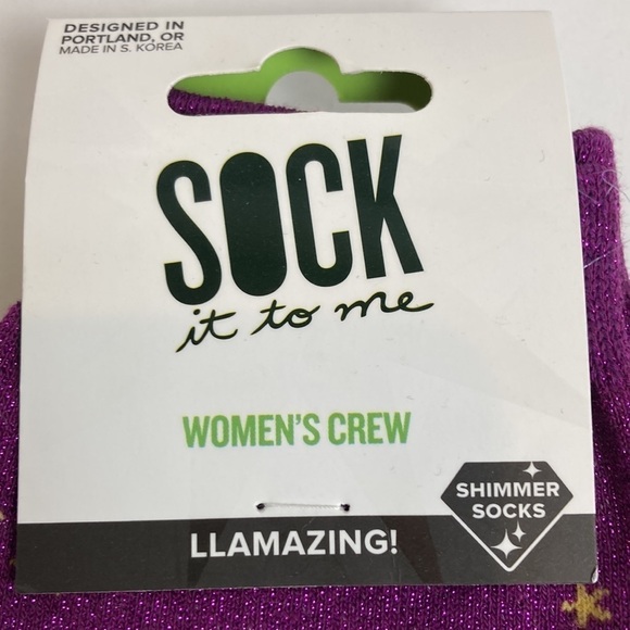 Sock It To Me NWT Llamazing! Women’s Crew Socks Llama Funny Novelty Shimmer Gift - Picture 5 of 13